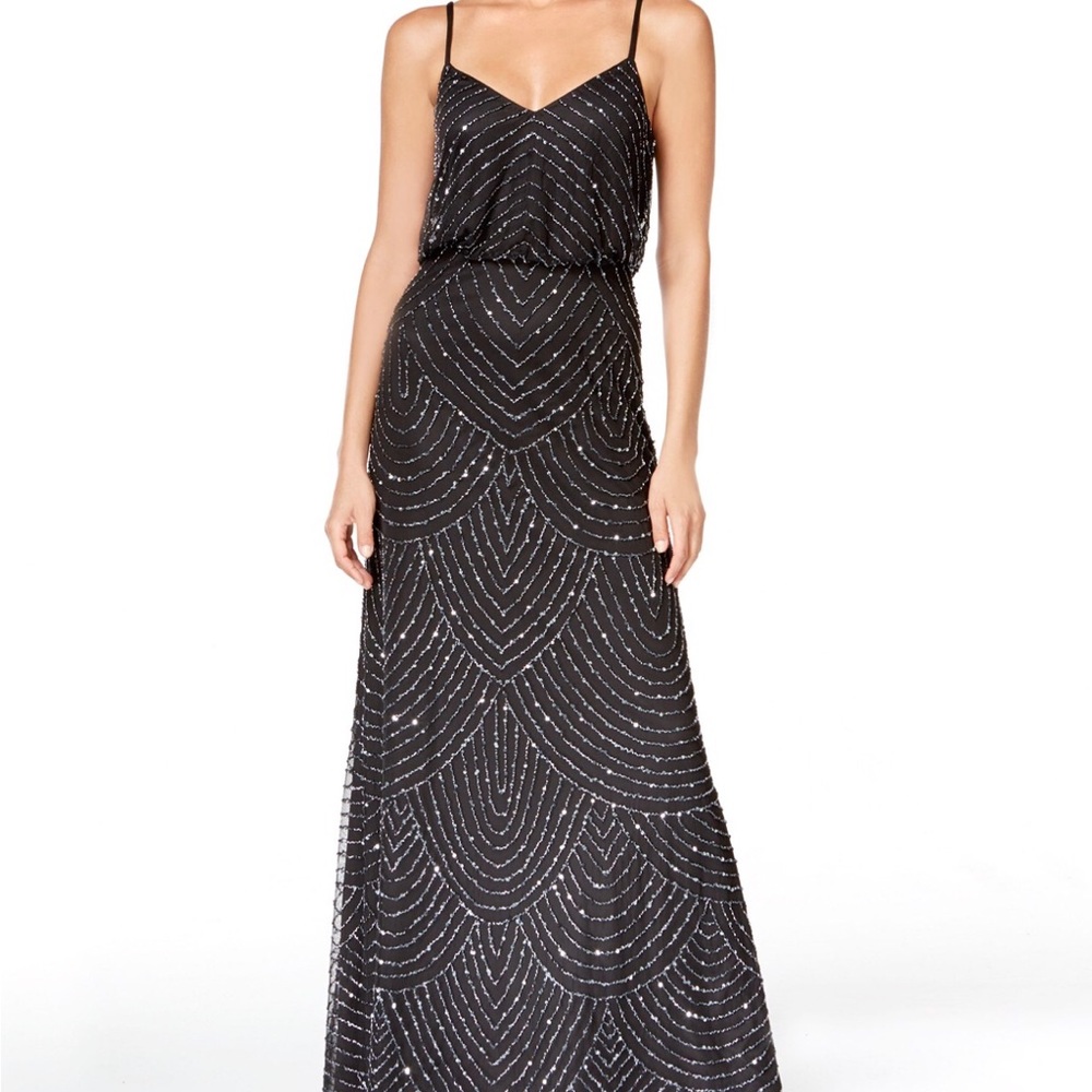 Adrianna Papell Art Deco Blouson Beaded Gown | 8P